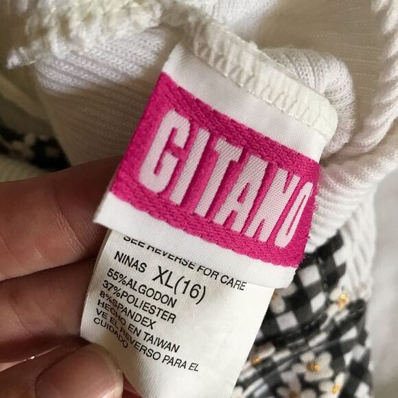 Vintage 90s Gitano Girls Retro Daisy Print Bodysuit Size 16 - Picture 3 of 6